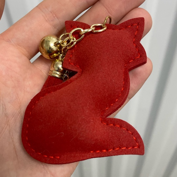 Set of 2 Fox Crystal Bling Key Chain Keyring with Tassel Car Purse Handbag Charm - Picture 5 of 9